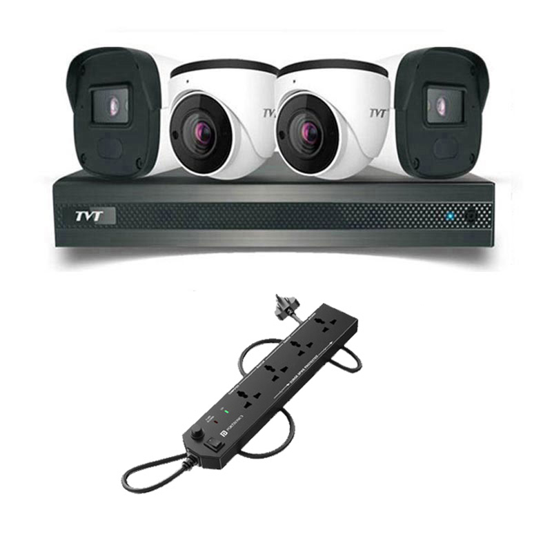 Picture of TVT 4 CCTV Cameras Combo (2 Indoor & 2 Outdoor CCTV Cameras) 👨🏻‍🔧With CCTV Installation + DVR + HDD + Accessories + Power Supply + 90m Cable  + Power Strip